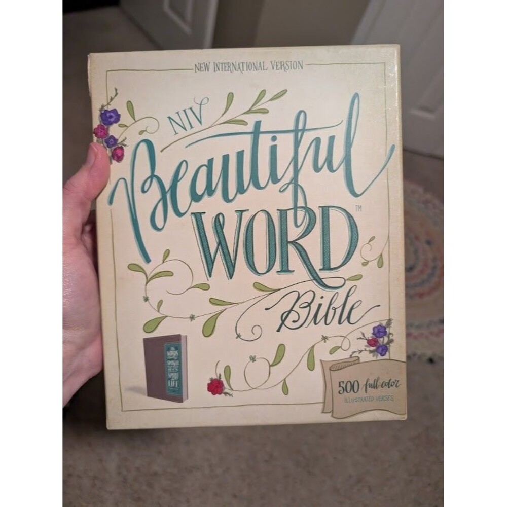 NIV Beautiful Word Bible. Italian Duo-tone in Gray & Turquoise. Unused